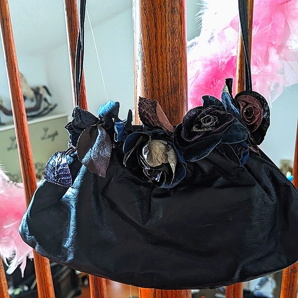 Vintage early 80's Rita Diana for Mylinka black leather clutch/shoulder bag - Picture 5 of 6